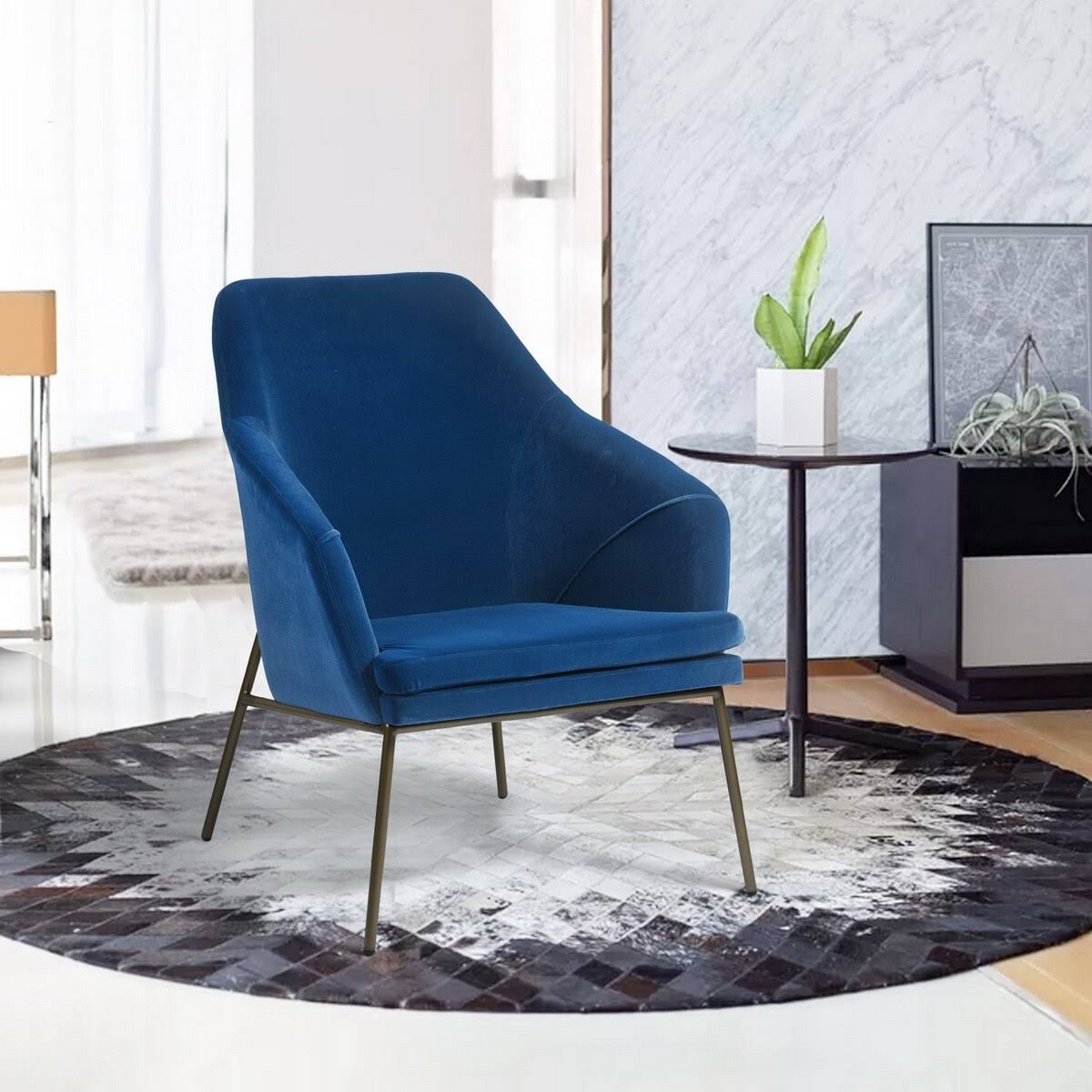 Blue Frosted Velvet Accent Chair C786