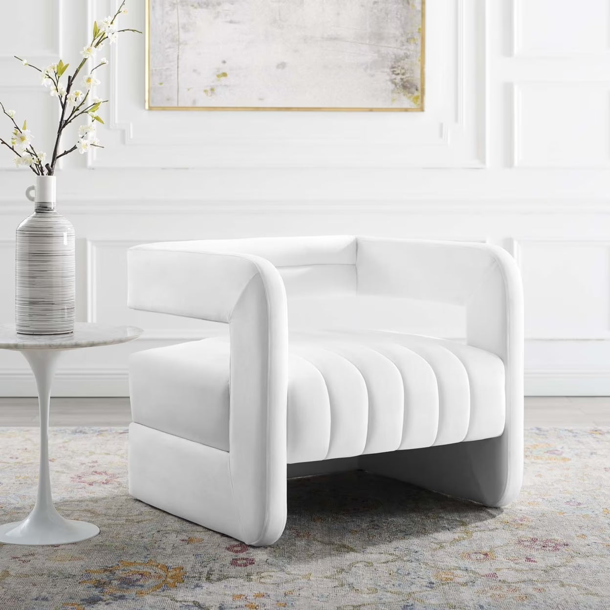 Tufted Performance Velvet Accent Armchair O690