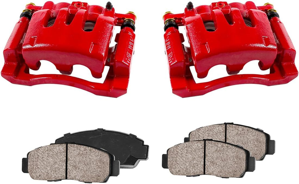 Red Powder Coated Calipers + Ceramic Brake Pads L8830