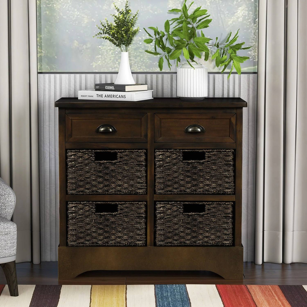 Rustic Storage Cabinet with Baskets M247027