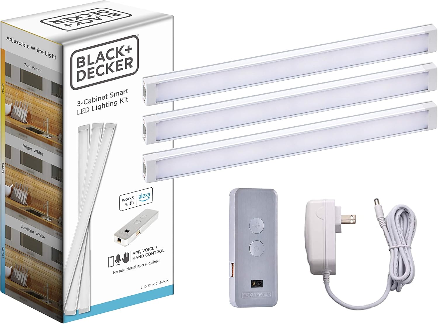 Under Cabinet Lighting Kit, Adjustable LEDs, 9 Bars, White N67895