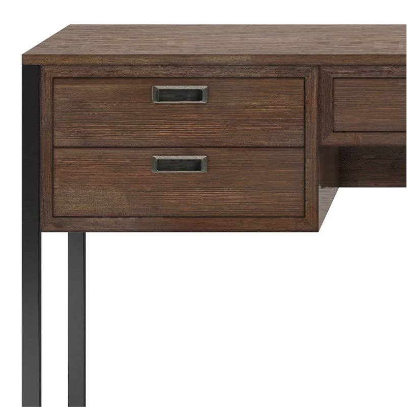 Rustic Natural Aged Brown Solid Acacia Wood Desk D5432