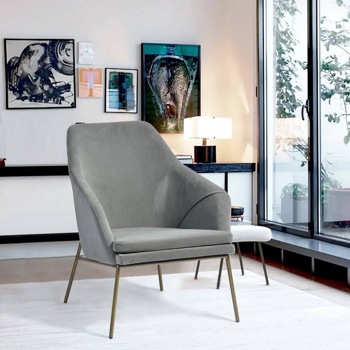 Blue Frosted Velvet Accent Chair C786