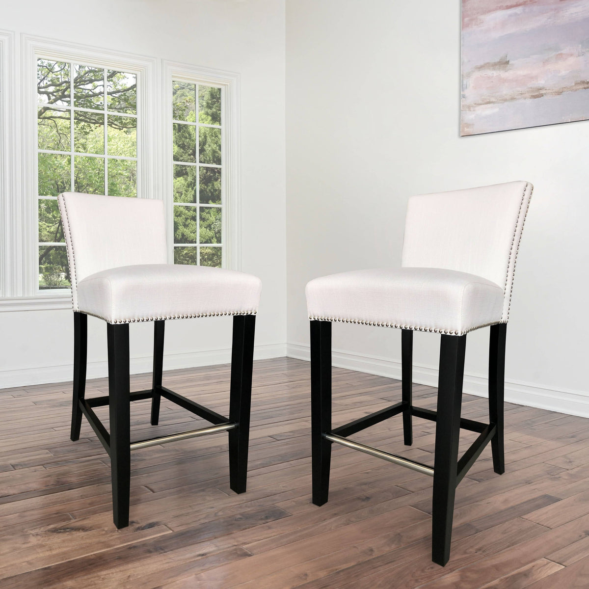 White Linen Bar Stool M29256