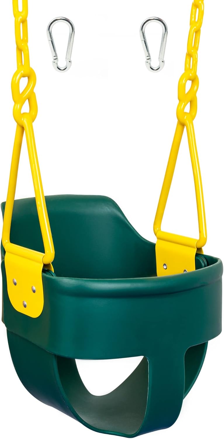 Blue Full Bucket Toddler Swing Seat with Plastic Coated Chains and Carabiners, Pack of 2 B559945