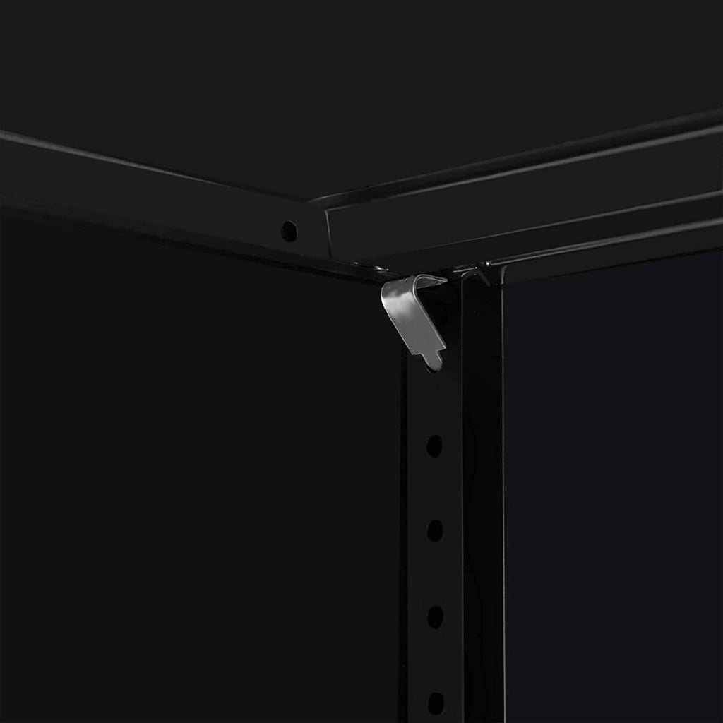 Black Metal Storage Cabinet with Wheels, 72 Inches I9021