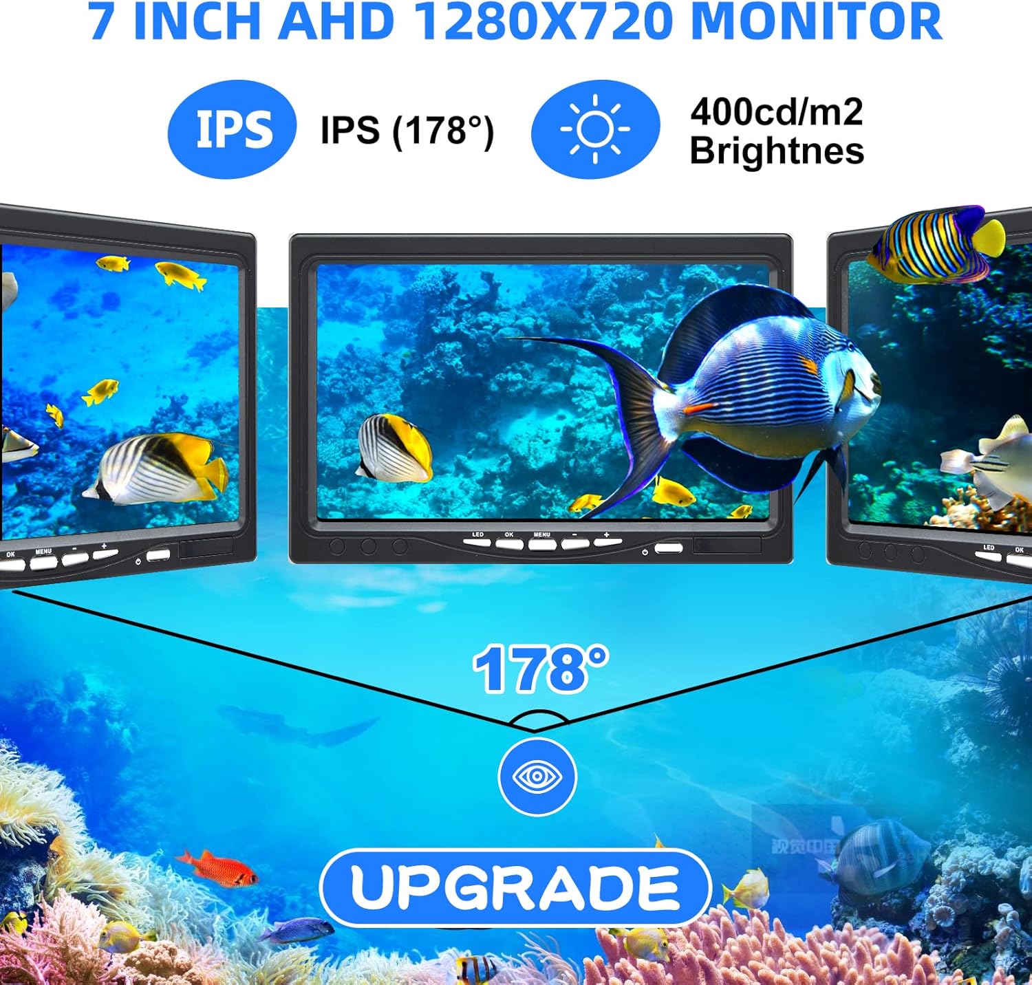 7'' Monitor Waterproof 12 Lights AHD 720p Fishing Camera T8973