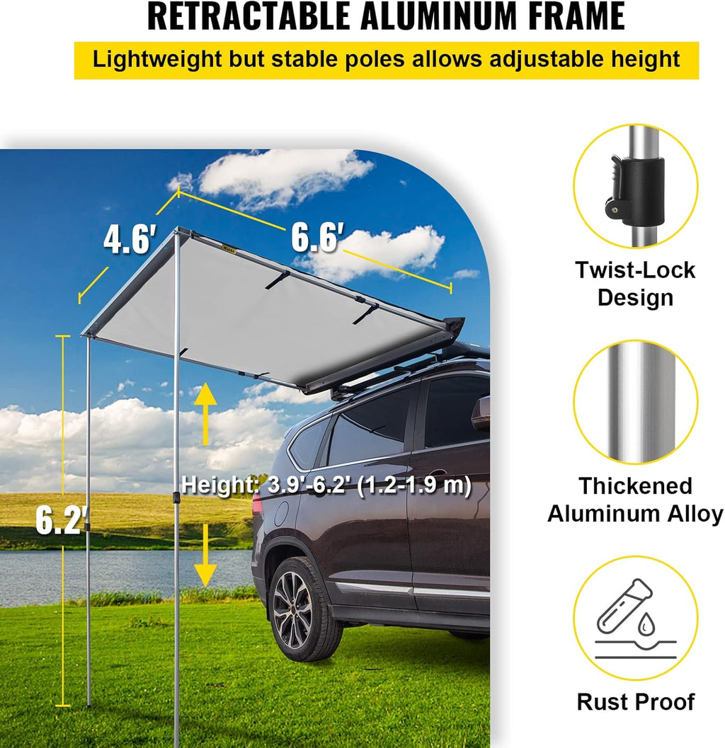 Grey Pull-Out Retractable Vehicle Awning with Carry Bag Y811