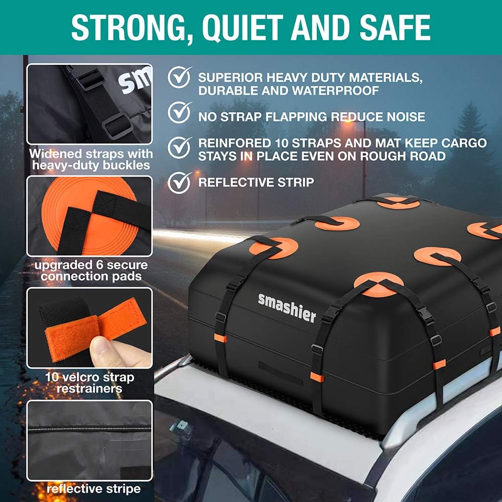 16 Cubic Ft Waterproof Nylon Roof Bag with Anti-Slip Mat Y5432