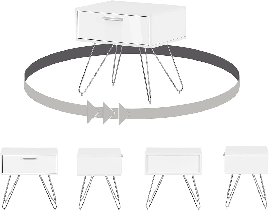 Pure White Scandinavian Nightstand V2683