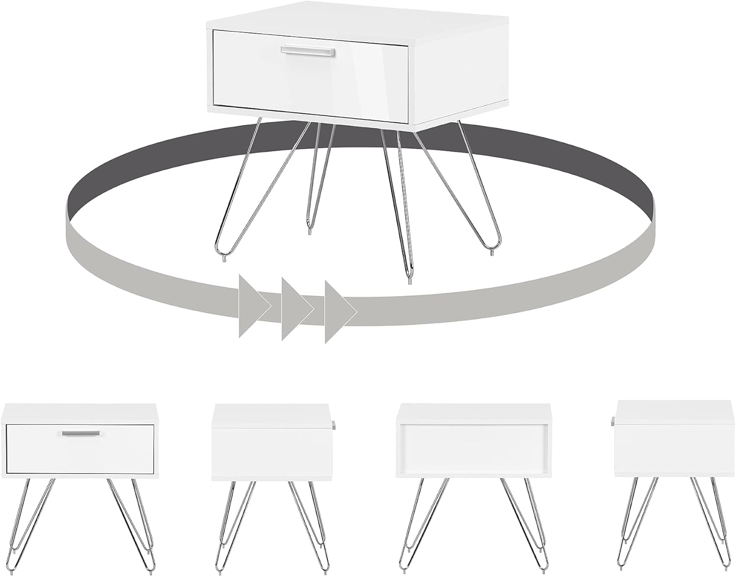 Pure White Scandinavian Nightstand V2683