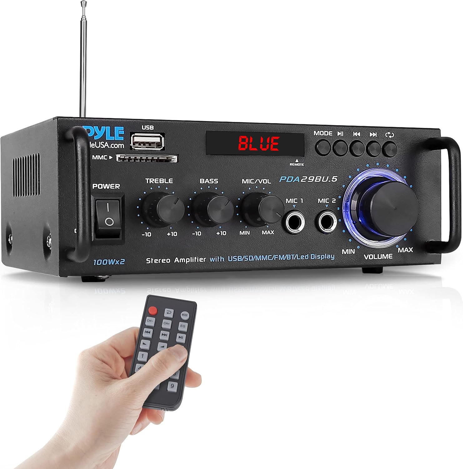 2 Pack Wireless Bluetooth Stereo Amplifier with Remote D89009