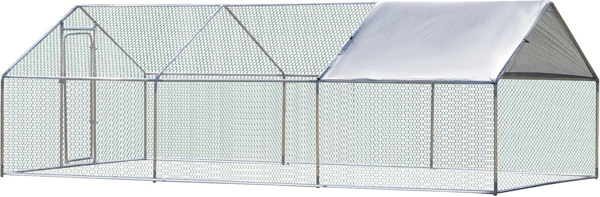 Large Metal Chicken Coop 3 Rooms Walk-in Enclosure 10' x 20' x 6.5' R703018