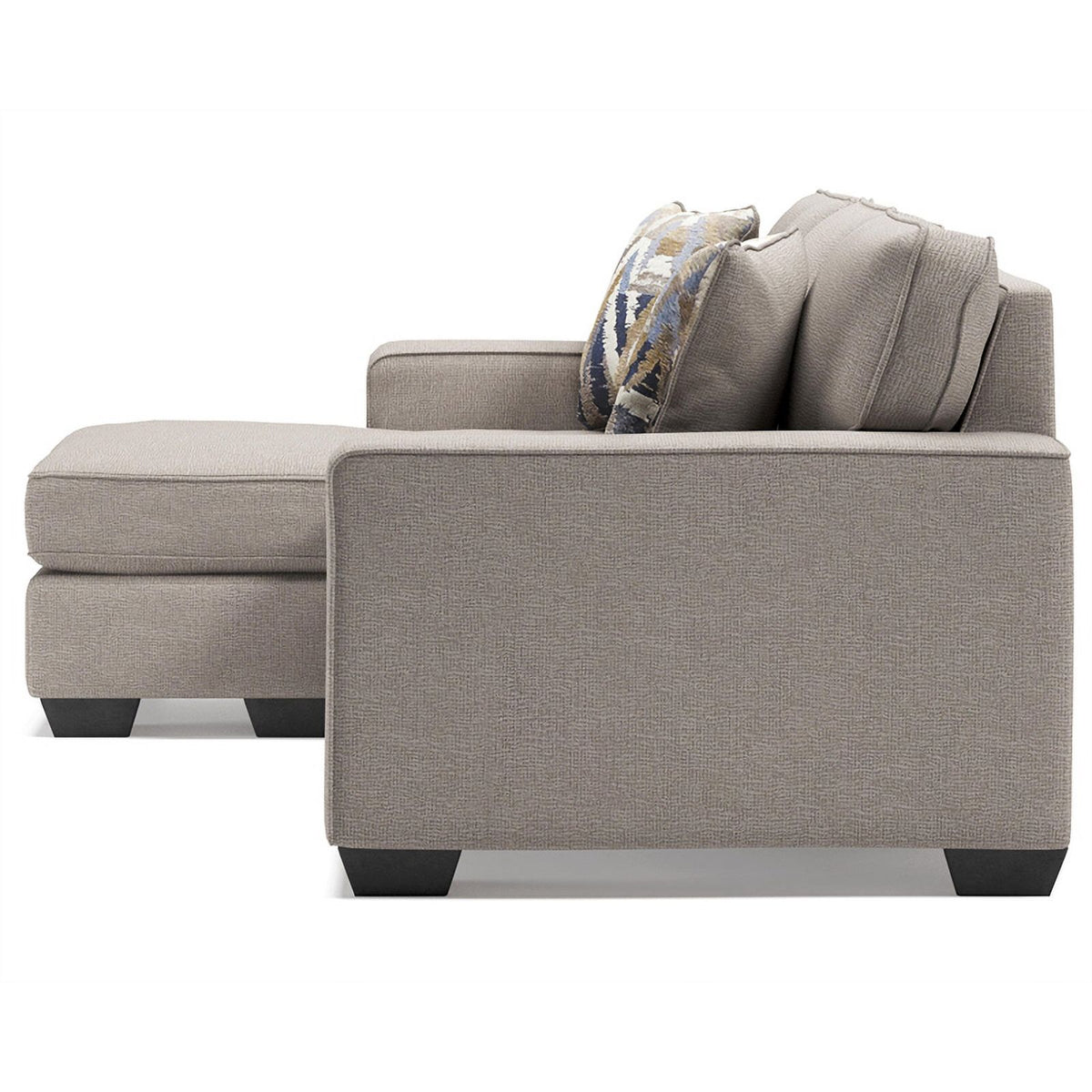 Modern Fabric & Wood Sofa Chaise in Stone Light Gray L6649