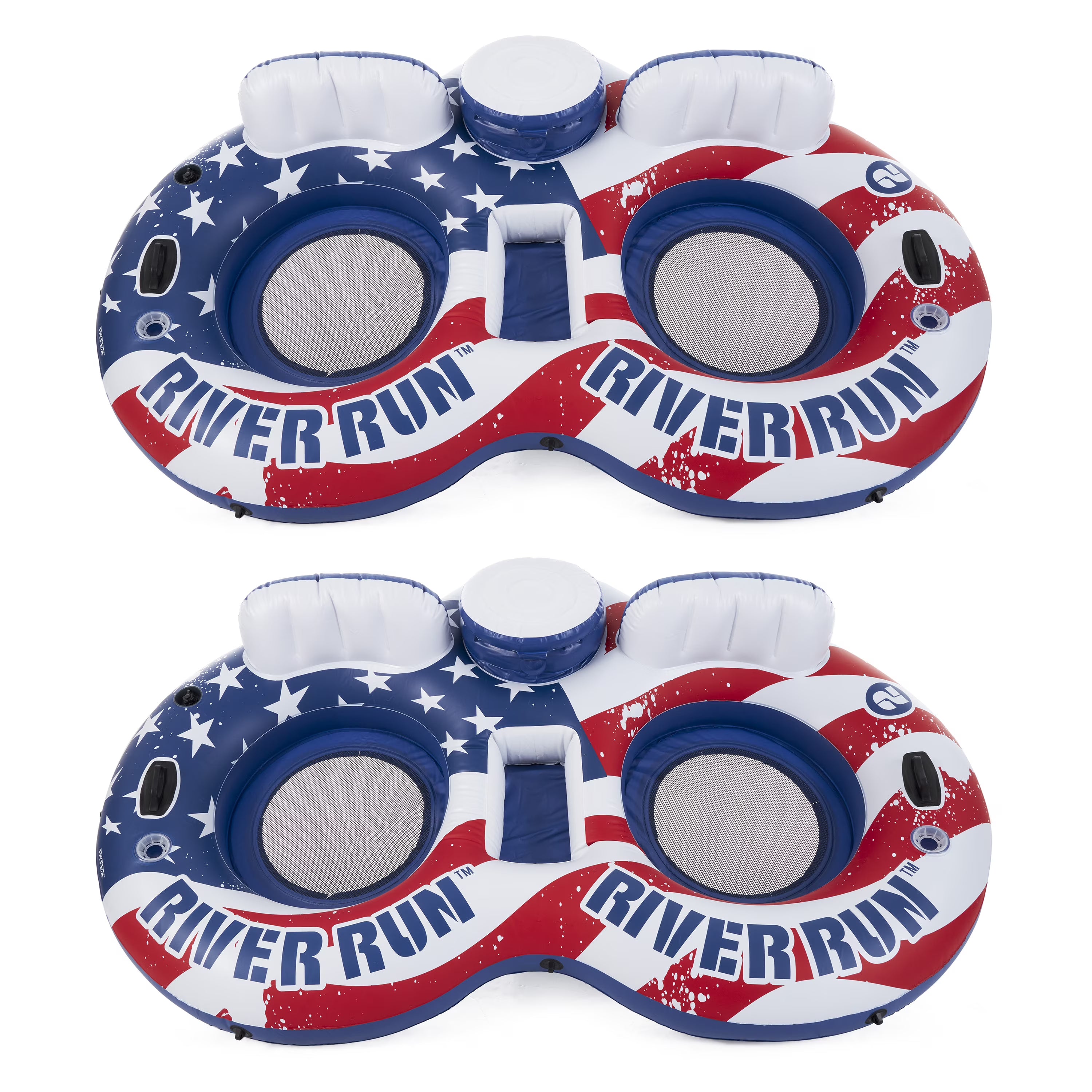 Inflatable American Flag 2 Person Pool Float with Cooler (2 Pack) L924138