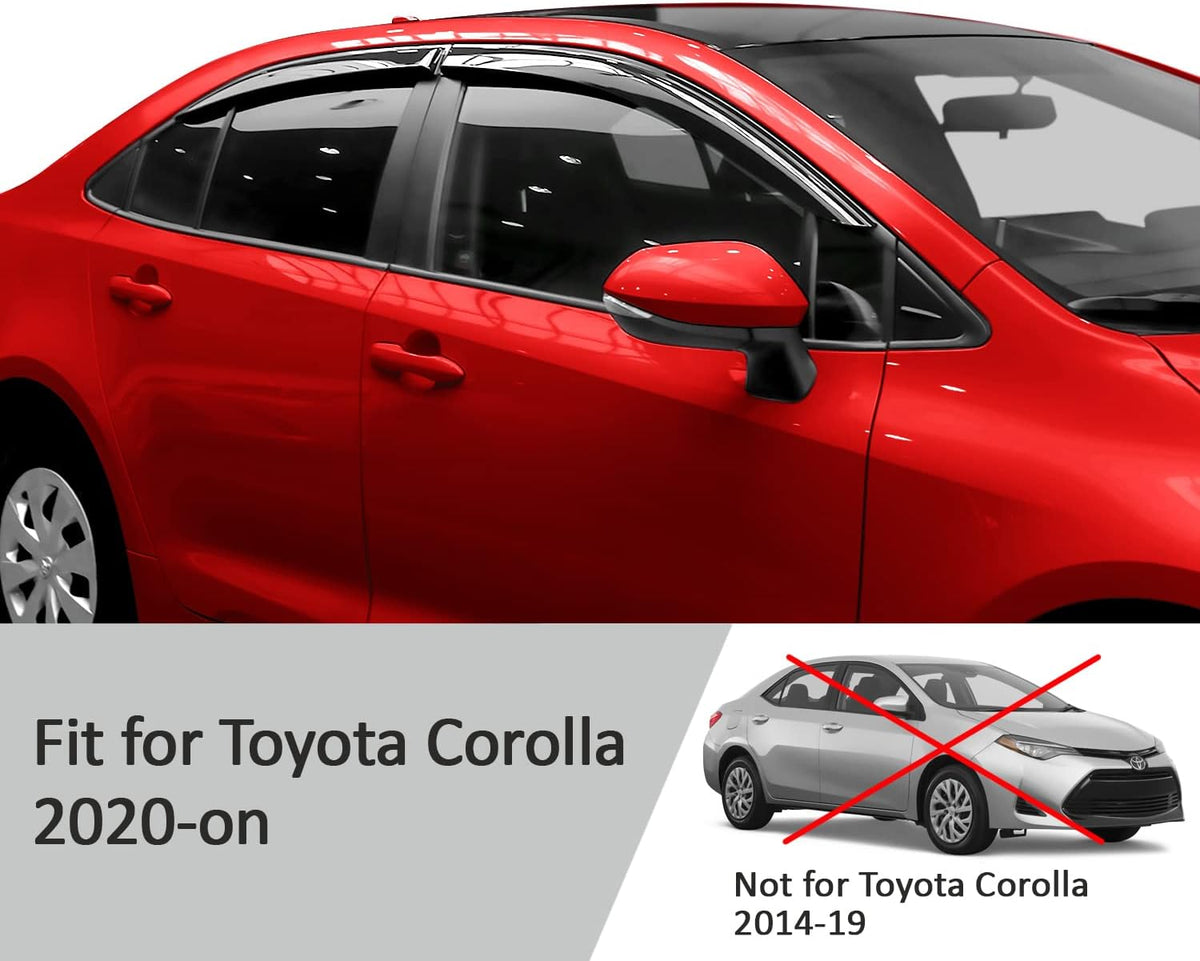 Glass Tape-on Rain Guards for Toyota Corolla Sedan, 4 Pieces Y88155