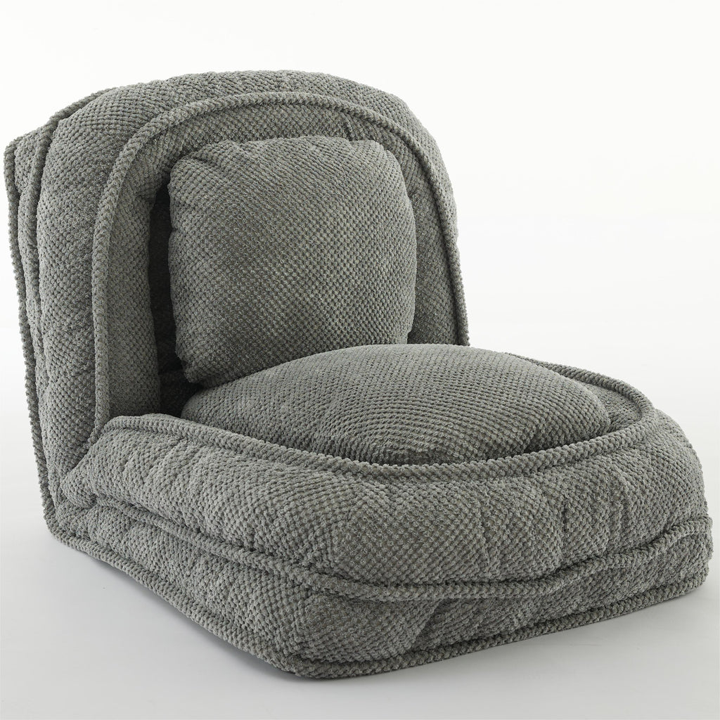 Gray foldable lazy sofa floor chair, 5-seater adjustable backrest recliner V544