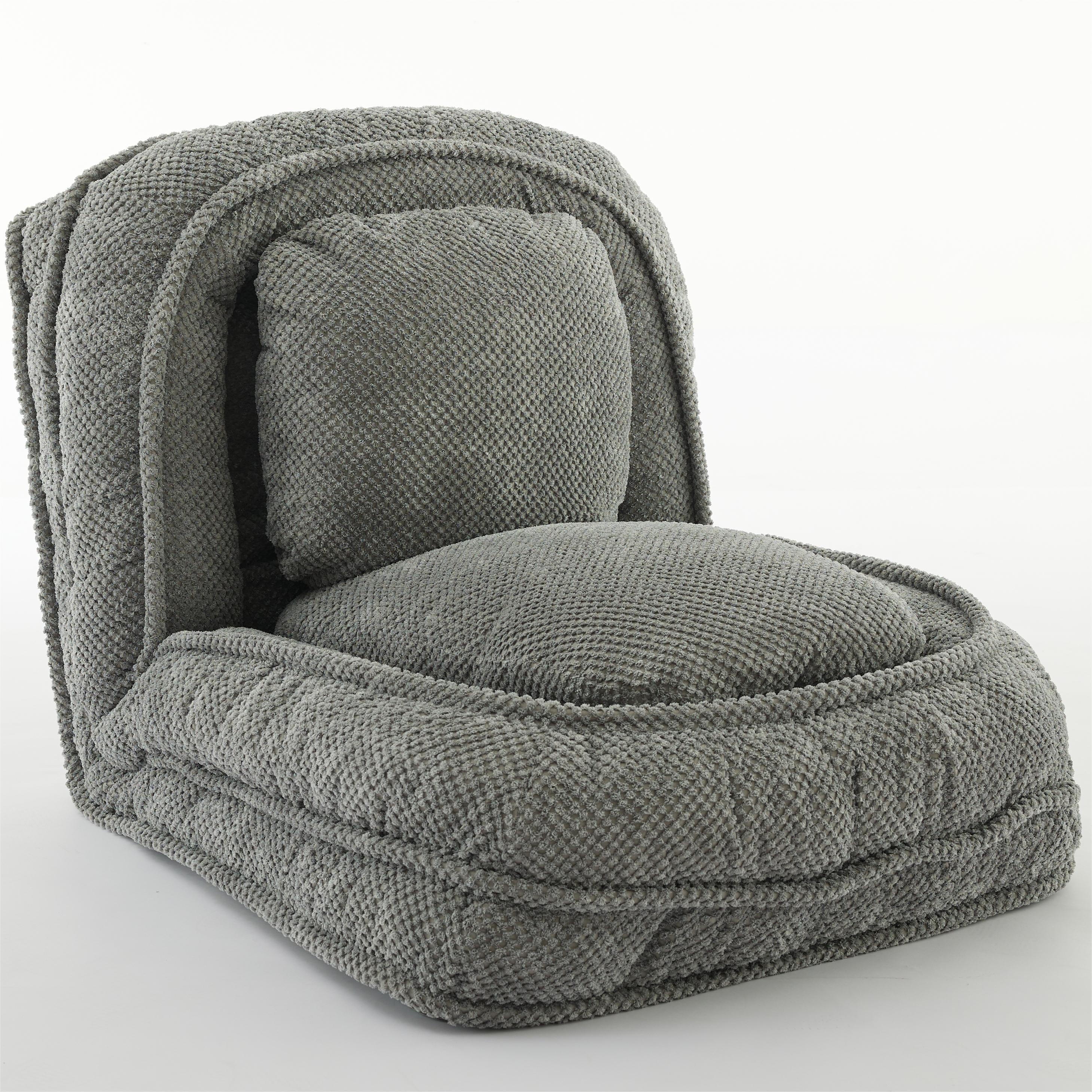 Gray foldable lazy sofa floor chair, 5-seater adjustable backrest recliner V544
