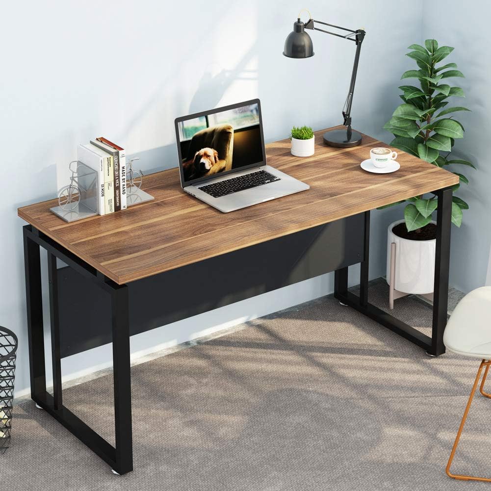 Dark Walnut Steel Gray L Shaped Desk with Storage Shelves and File Cabinet X432