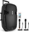 15" Bluetooth PA Speaker with 2 UHF Wireless Microphones, Black J7763