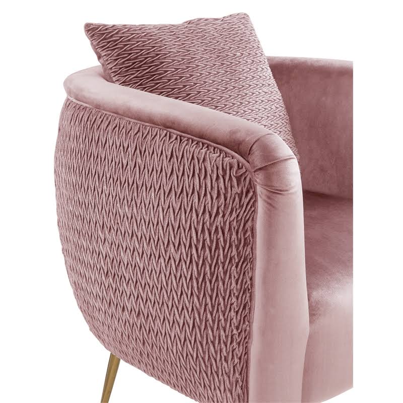Blush Pink Velvet Barrel Accent Chair with Metal Legs G41992
