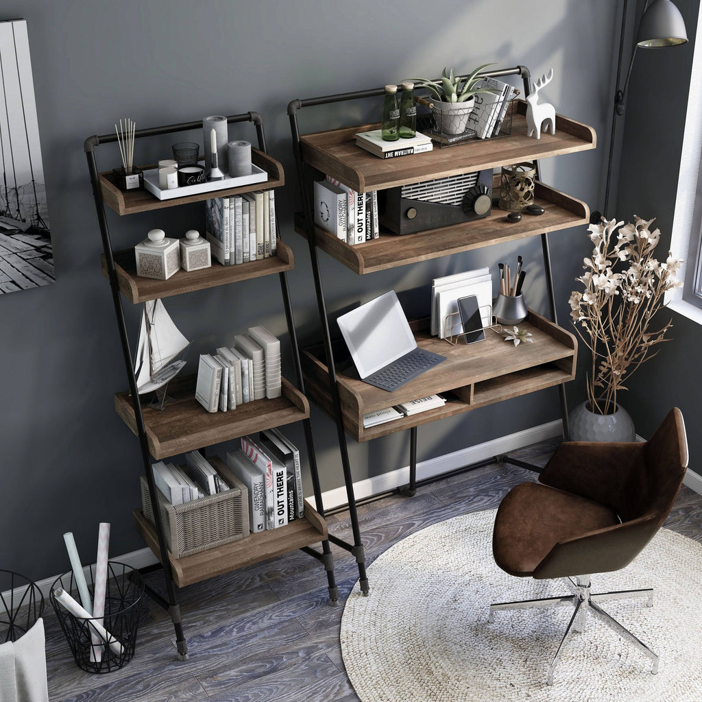 Light Hickory 2-Piece Desk and Display Shelf Set S923823