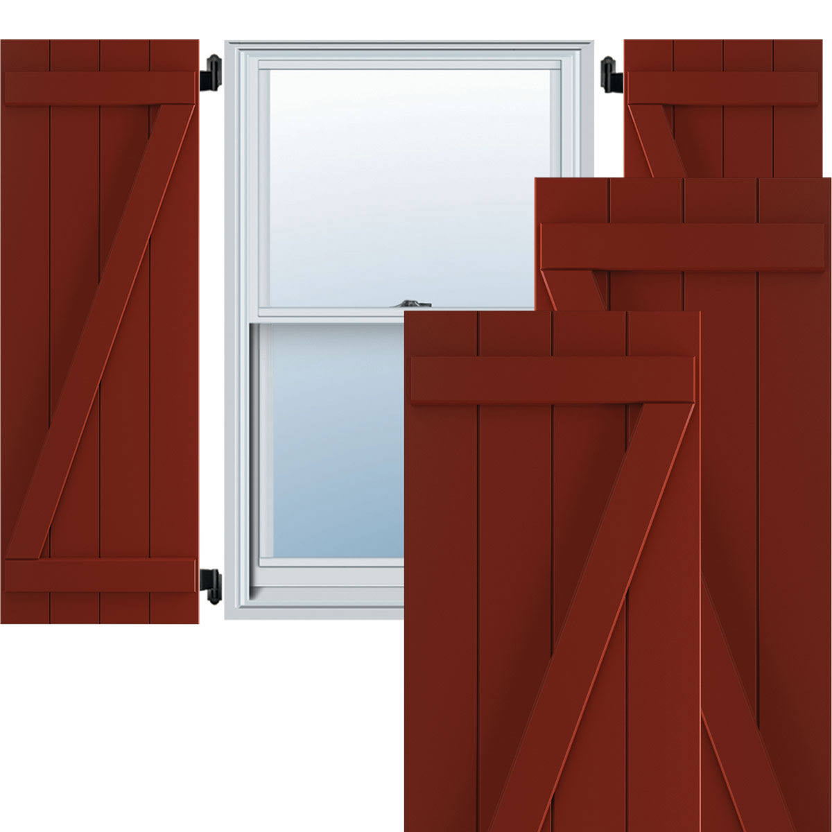 Pepper Red PVC Board and Batten Shutters (Per Pair) S2894