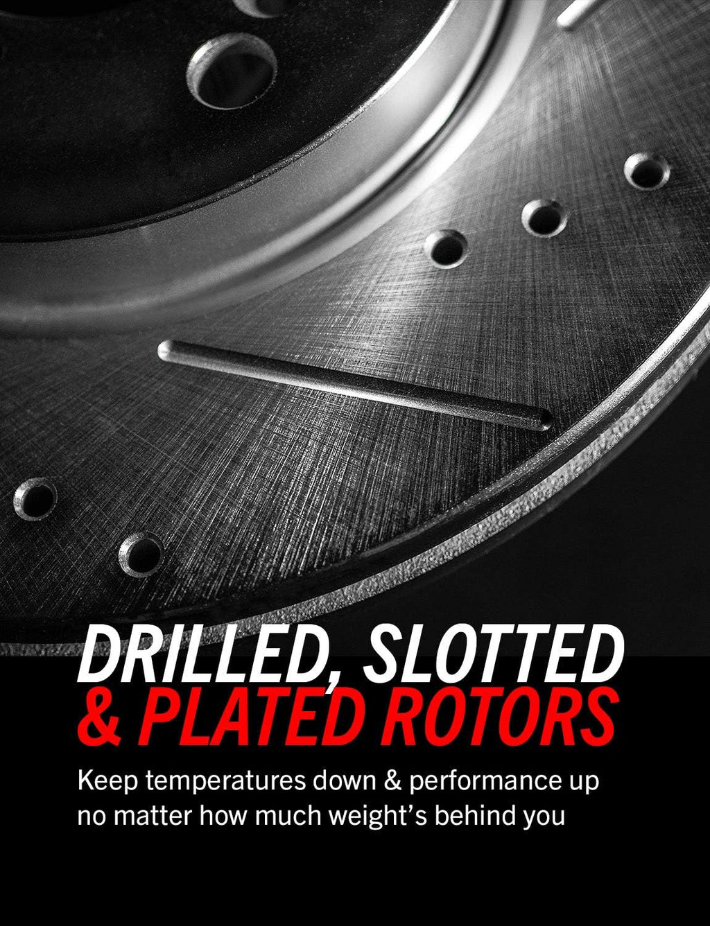 Carbon Fiber Ceramic Brake Pads and Drilled Slotted Brake Rotors C1196