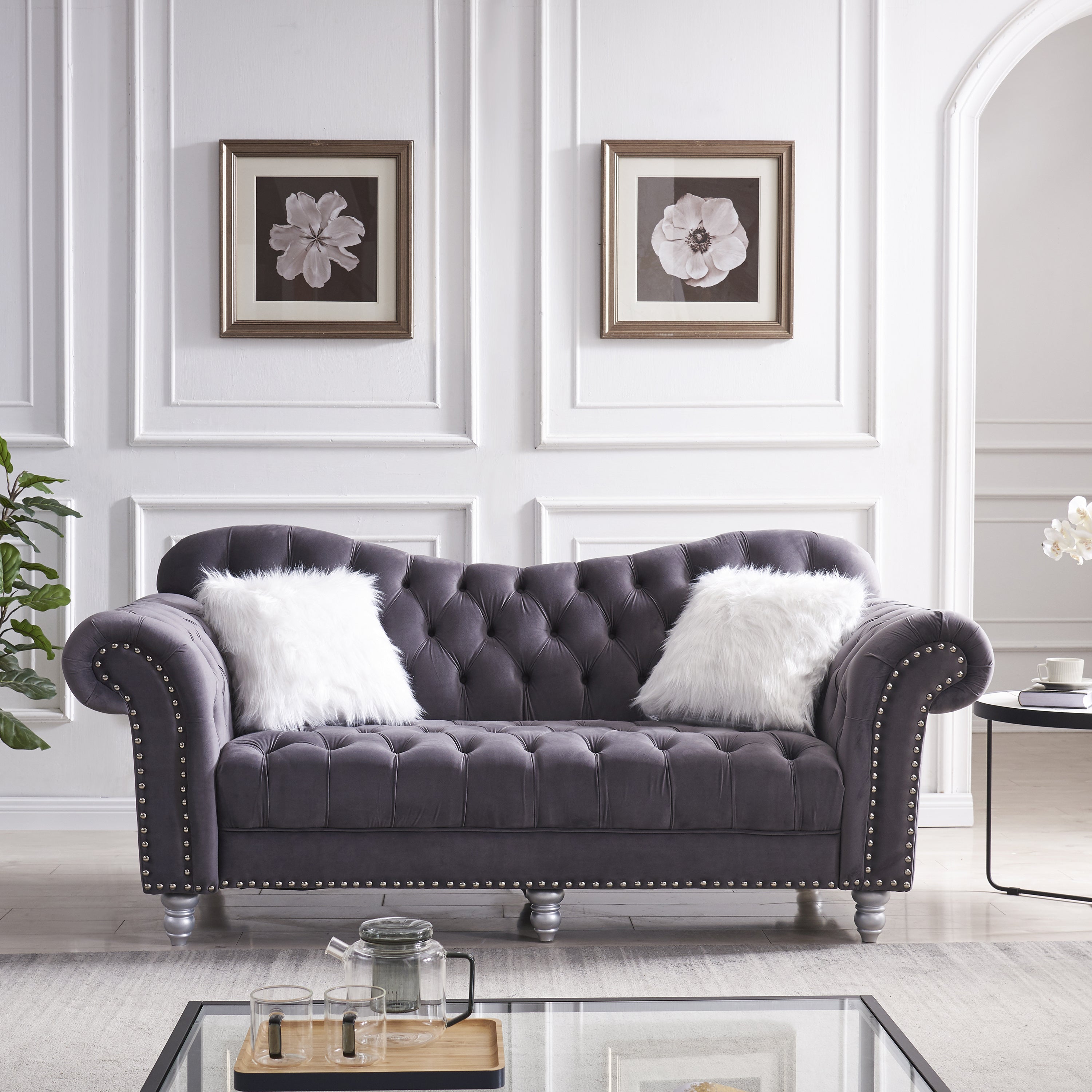 3-Piece Sofa Set with Button and Copper Nail Detailing H800114