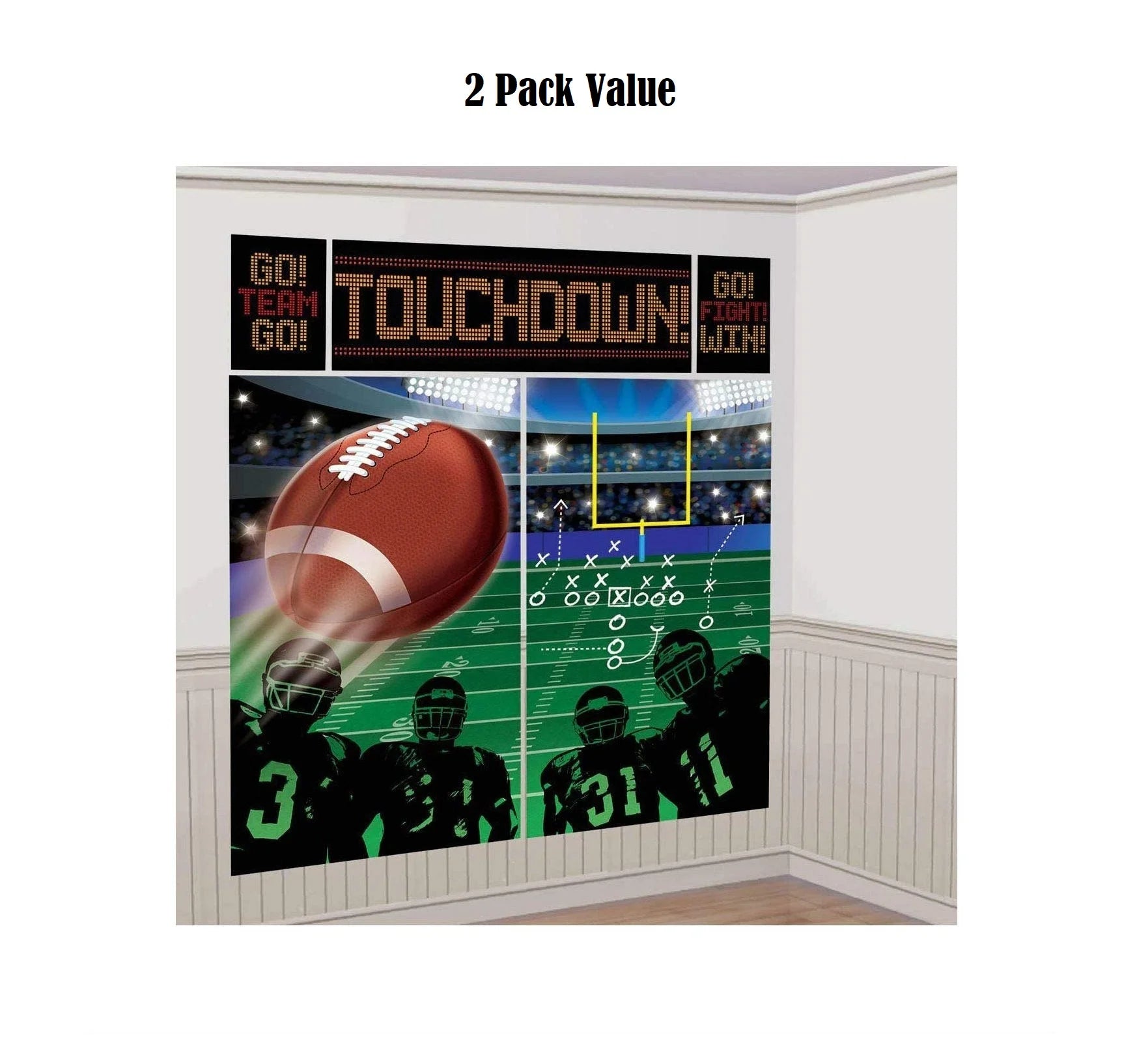 5 Pieces Vinyl Football Birthday Wall Decorating Kit H293665