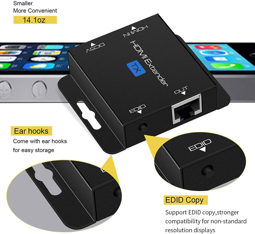 HDMI Extender Transmitter and Receiver over Single Ethernet Cat5e/Cat6/Cat7 R619