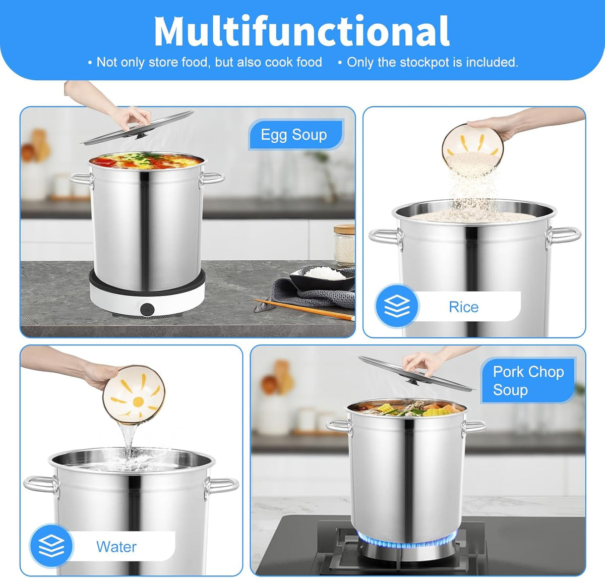 30 Quart 201 Stainless Steel Stockpot with Lid W2363