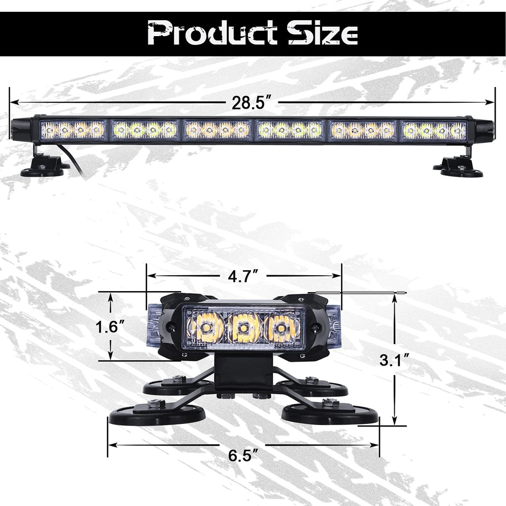 LED Strobe Light Bar 28.5'' 54 LED Emergency Warning Lightbar with Strong Magnetic and 16ft Cable E189