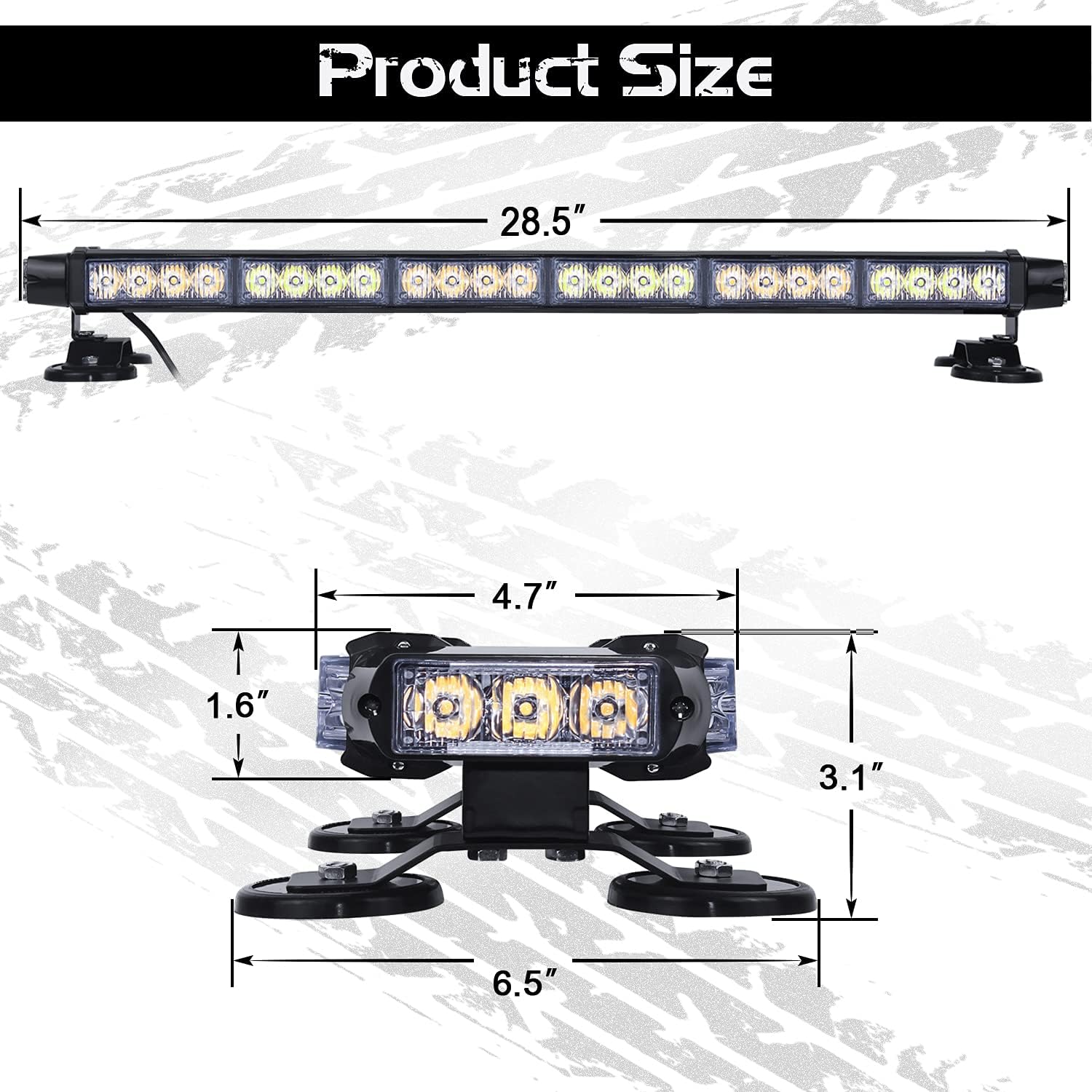 LED Strobe Light Bar 28.5'' 54 LED Emergency Warning Lightbar with Strong Magnetic and 16ft Cable E189
