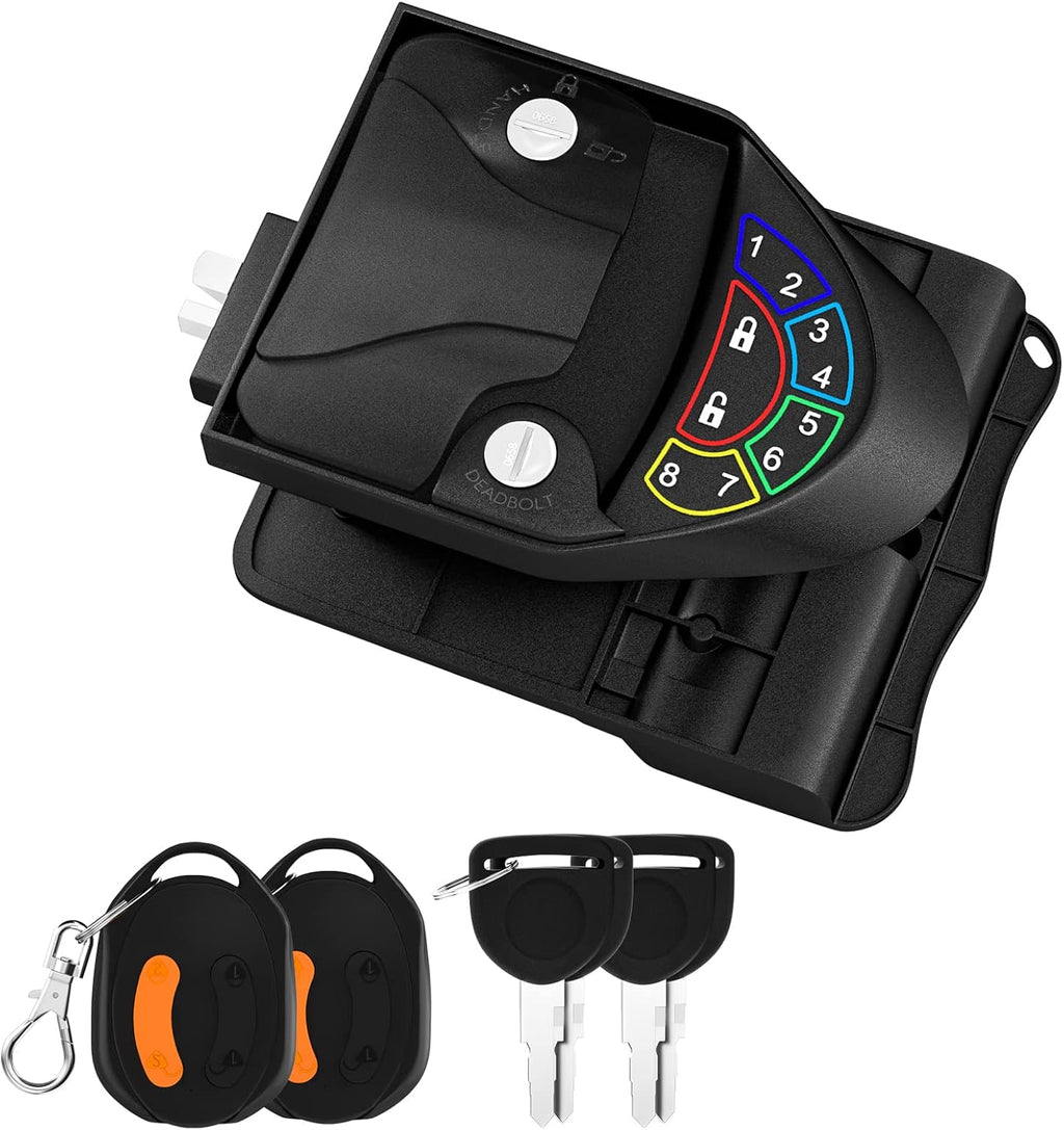Metal RV Lock Keyless Entry with Deadbolt, Backlit Keypad, Wireless Fobs, Keys and Gasket K47767