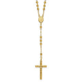 14K Yellow Gold Diamond-Cut Beaded Rosary Necklace I71207