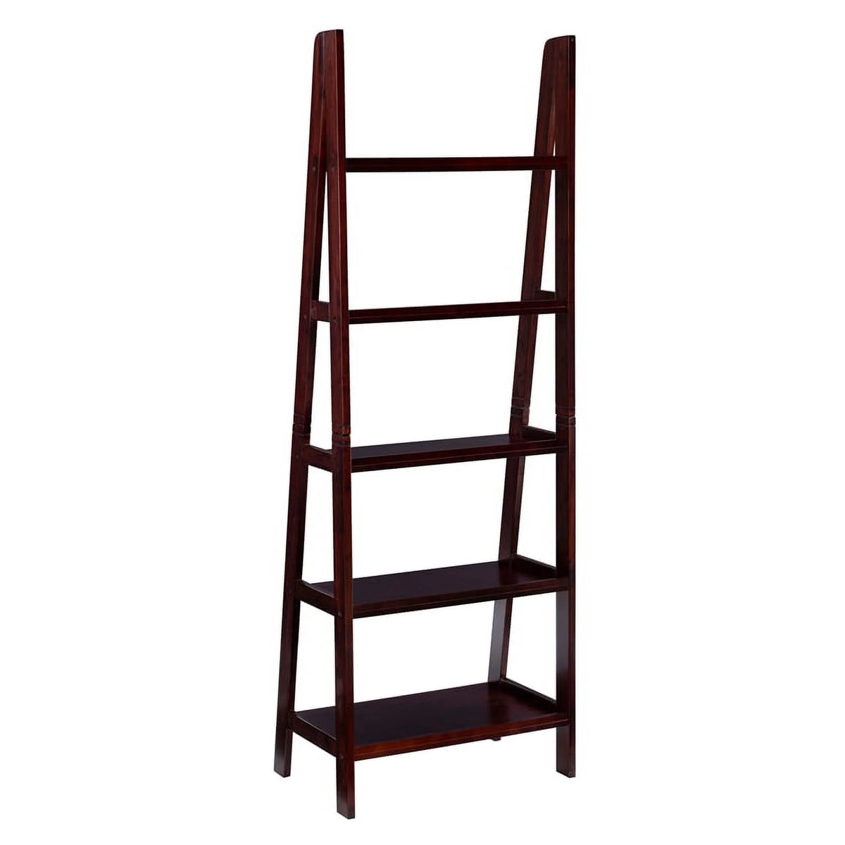 5-Shelf Wood Ladder Bookshelf in Espresso L430913
