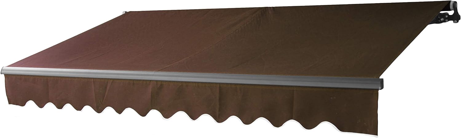 Retractable 16x10 Feet Motorized Black Frame Patio Awning, 100% Polyester Canopy, Blue/White Stripes T868