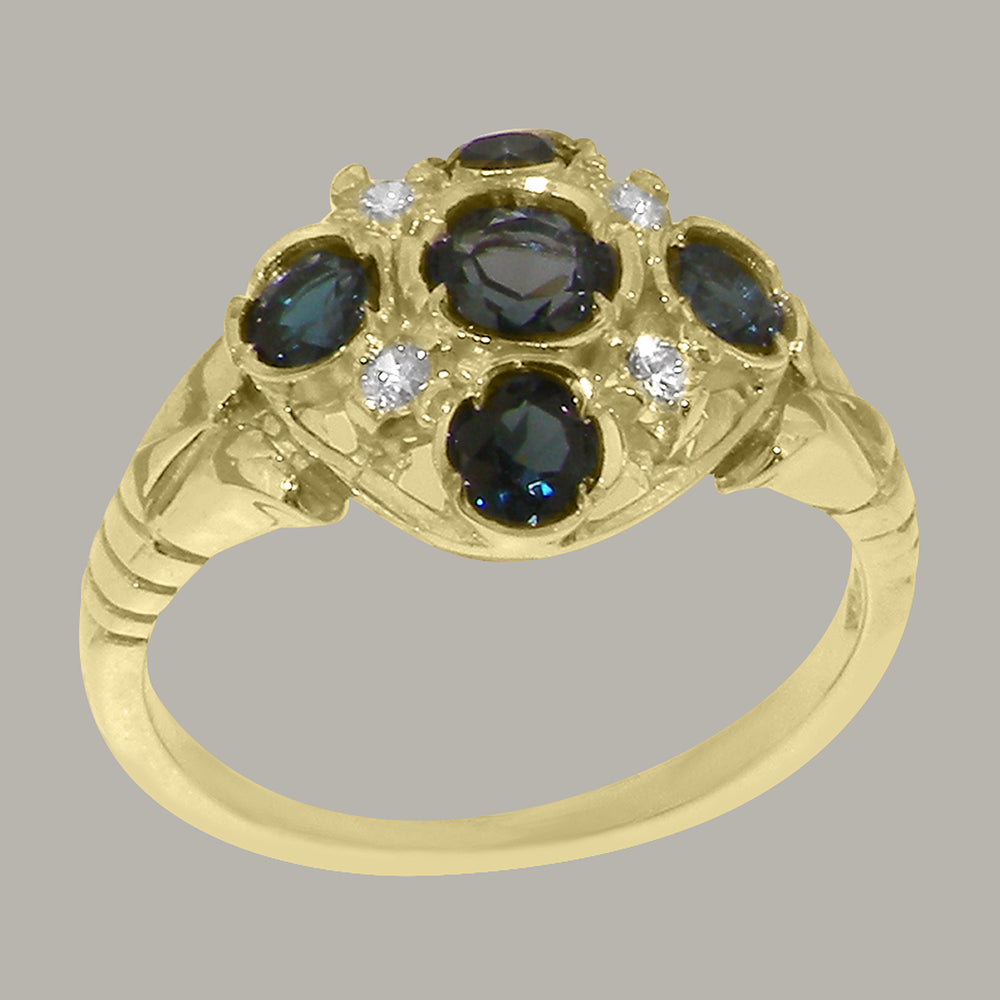 14k Yellow Gold London Blue Topaz Diamond Statement Ring O42405