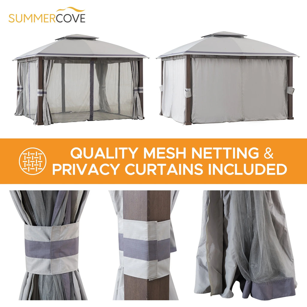 11' x 13' Gray Rectangle Soft-top Gazebo C76963