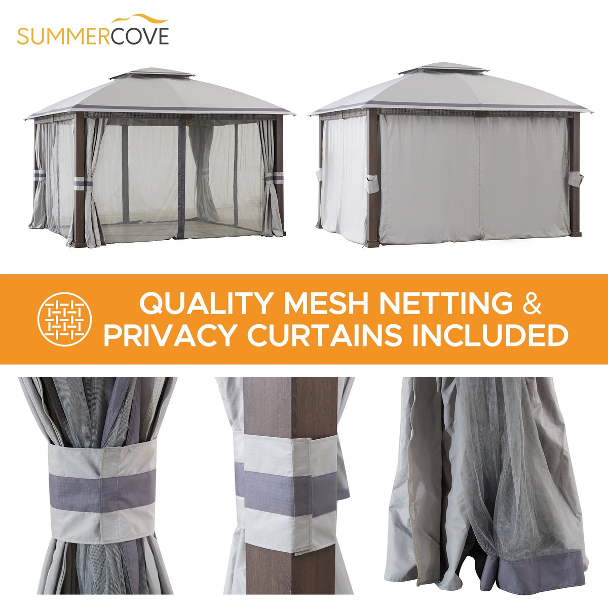 11' x 13' Gray Rectangle Soft-top Gazebo C76963