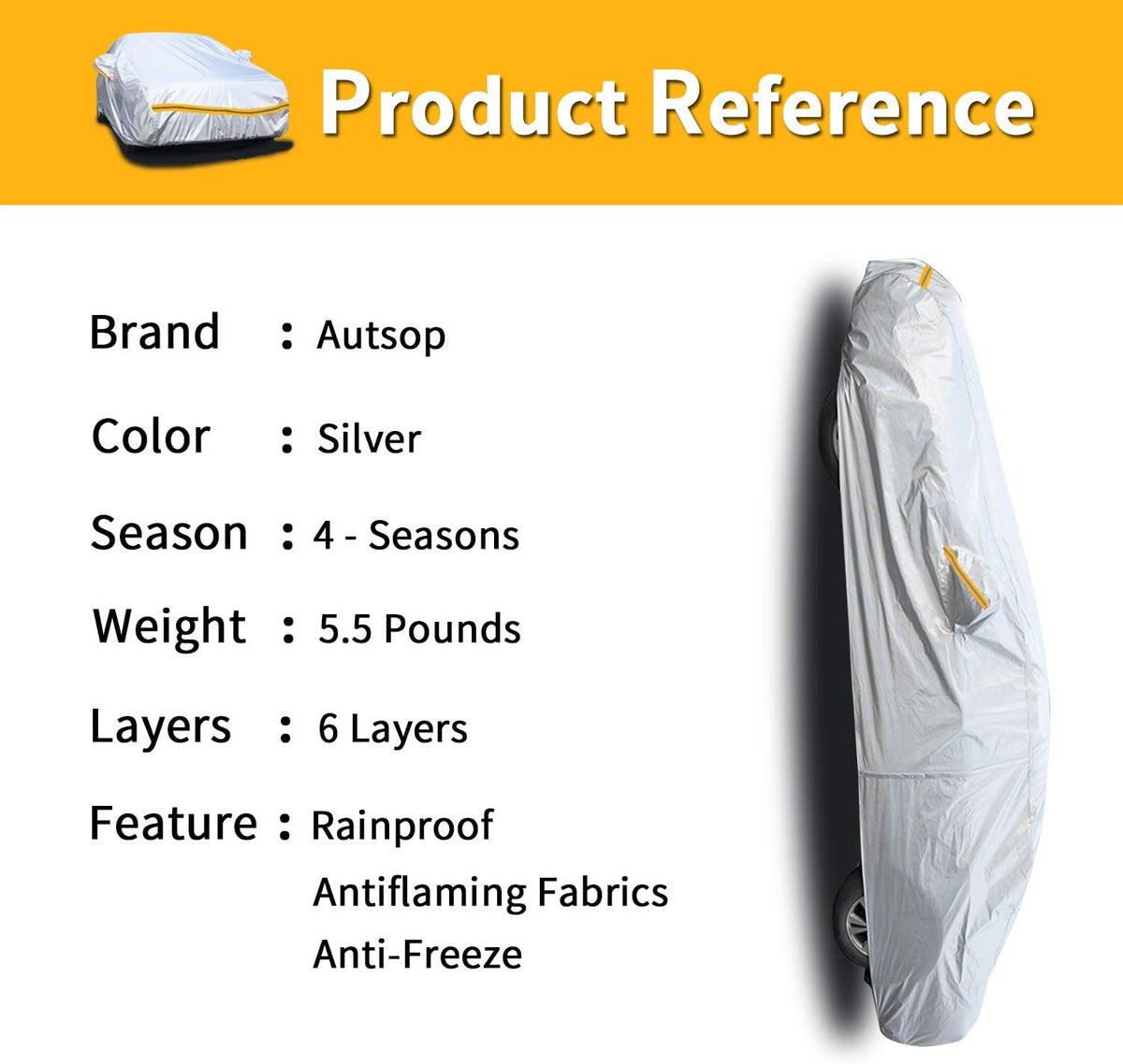 6 Layers Waterproof Car Cover with Zipper Cotton Z59979