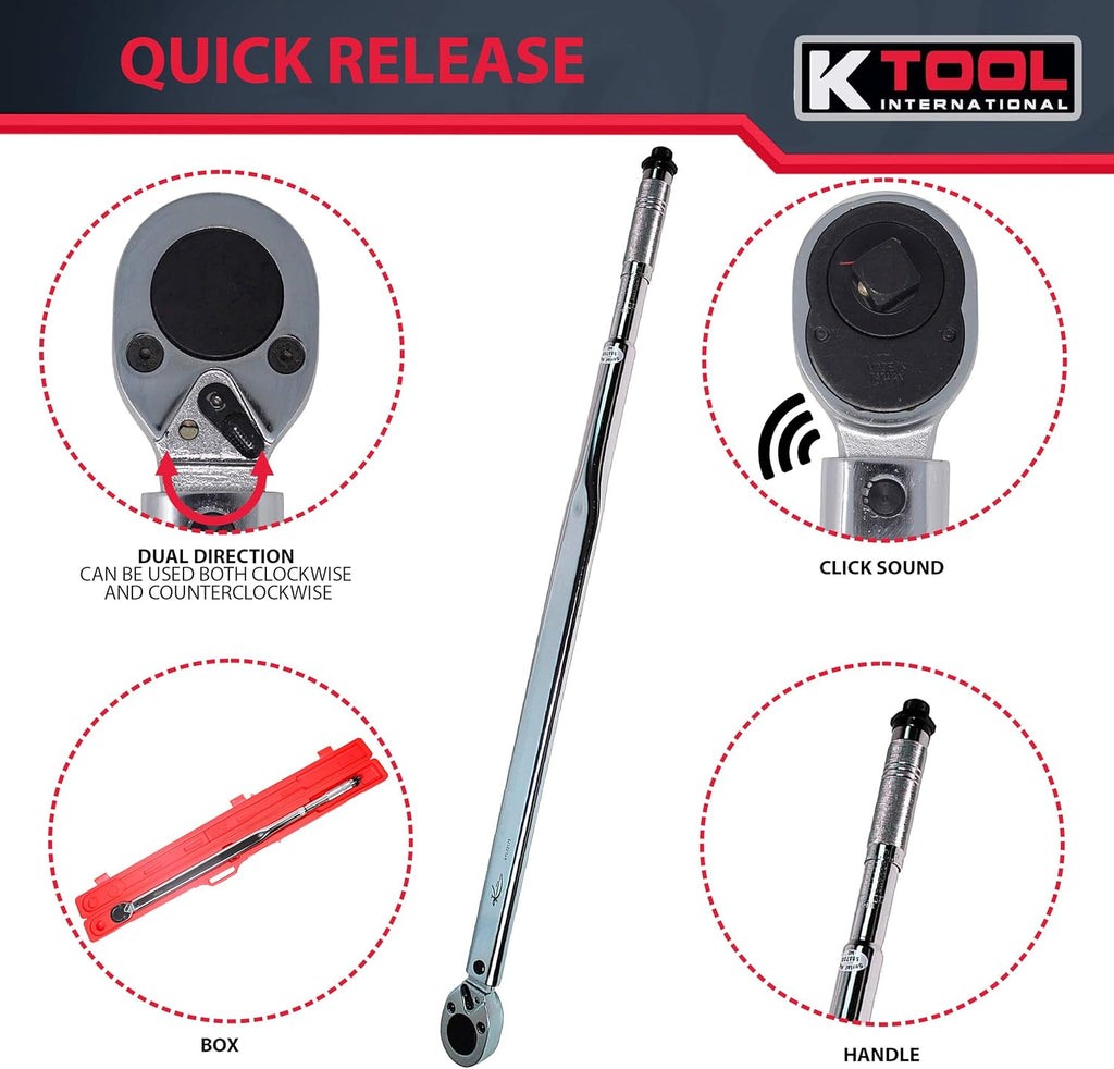 3/4 Drive Click Style 42 Long Torque Wrench, 100-600 ft/lbs X55682