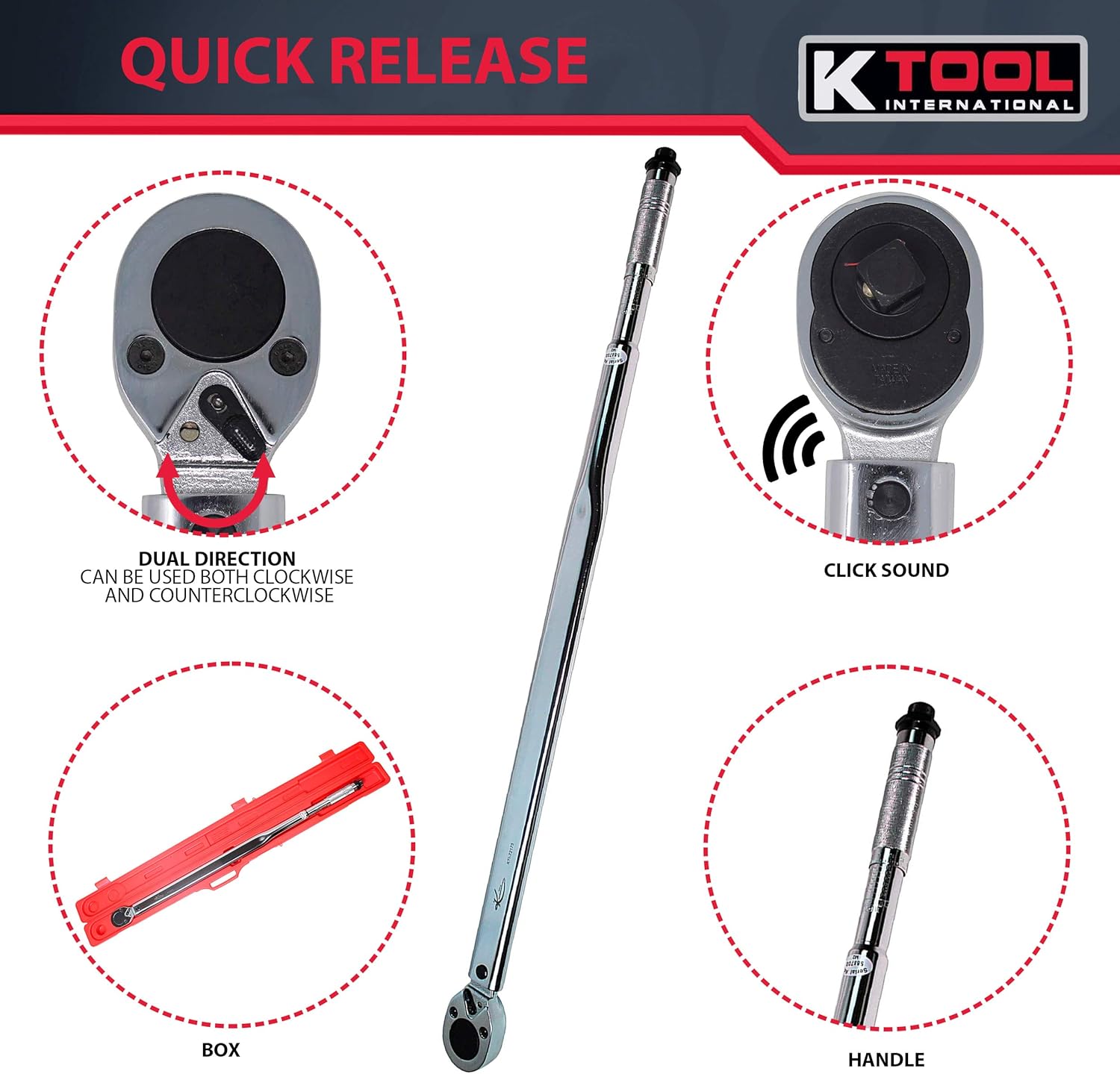 3/4 Drive Click Style 42 Long Torque Wrench, 100-600 ft/lbs X55682