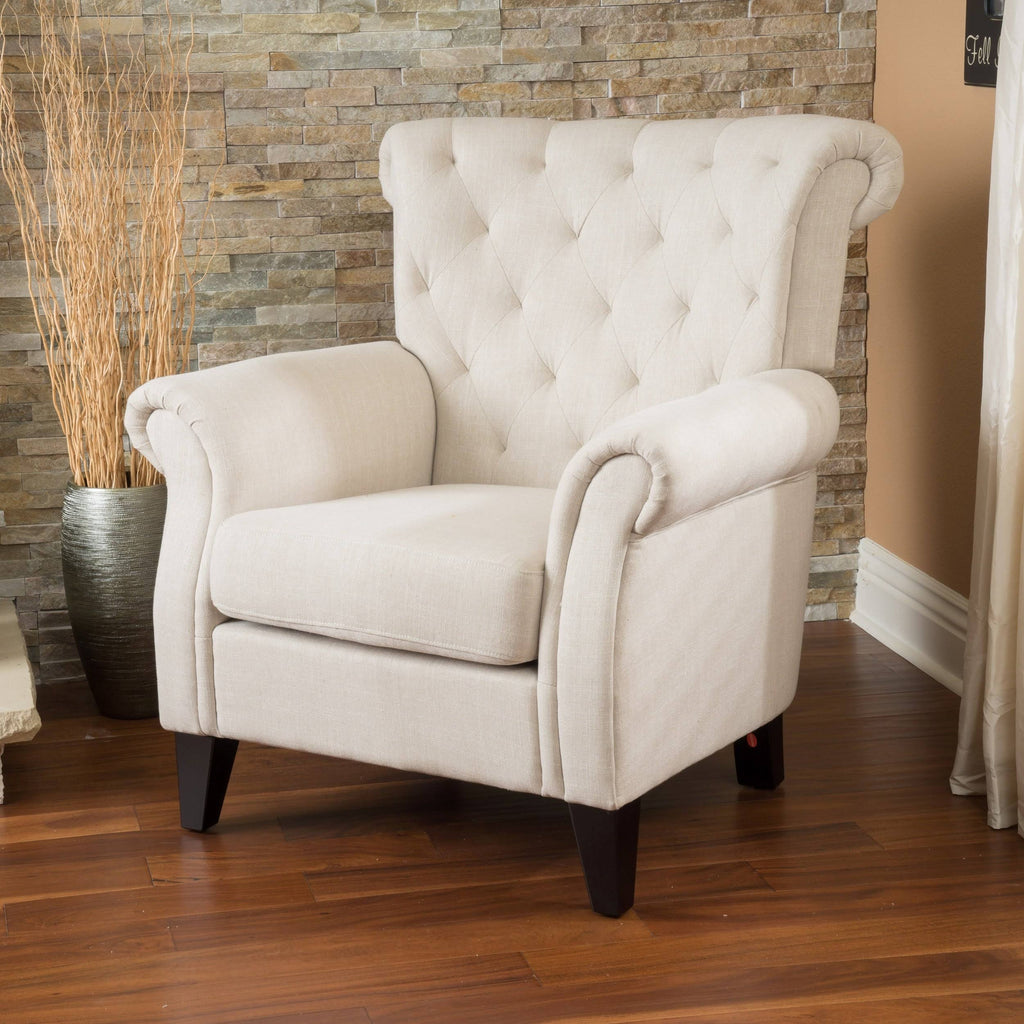 Light Beige Tufted Fabric Club Chair M257997