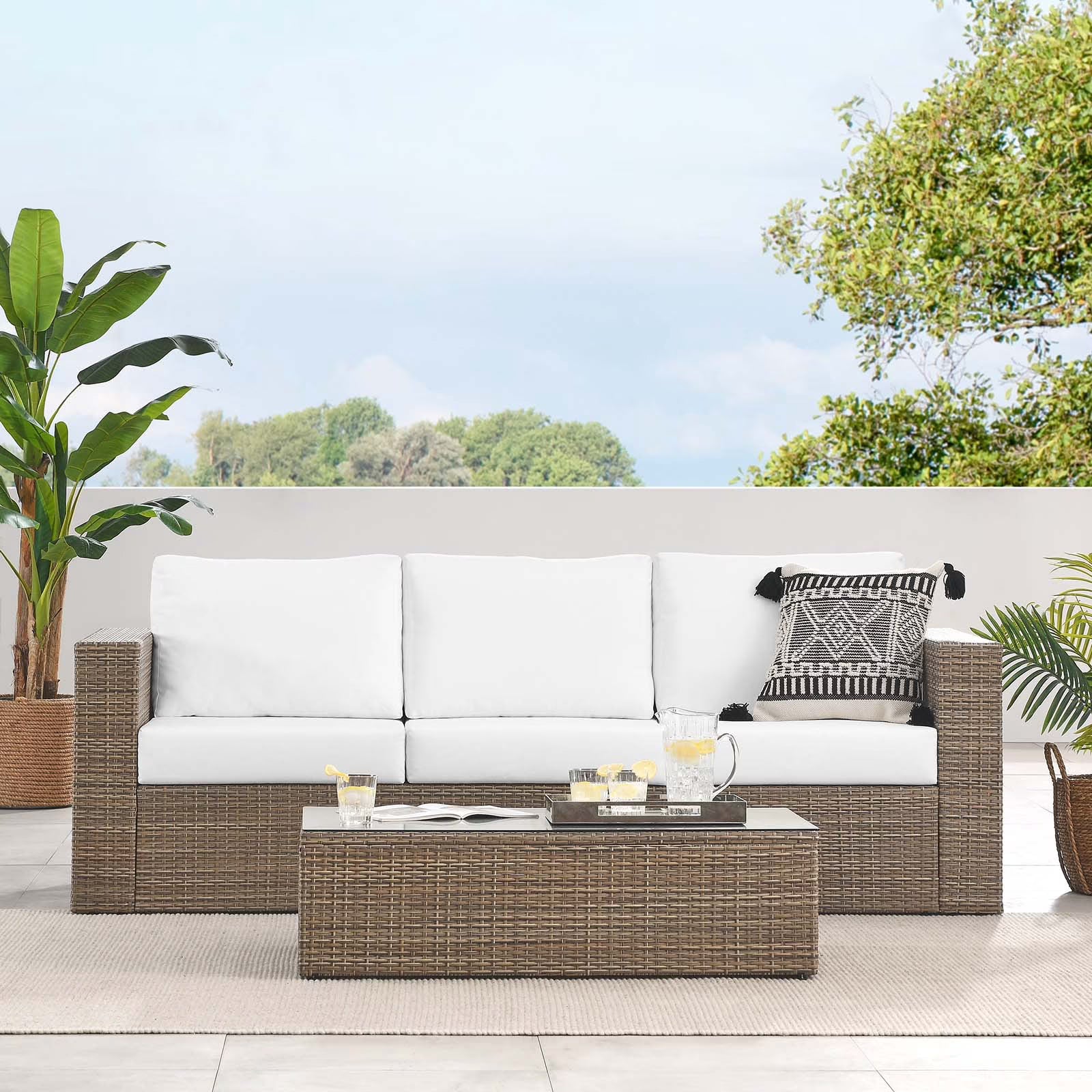 2-Piece Outdoor Patio Furniture Set in Cappuccino White O613