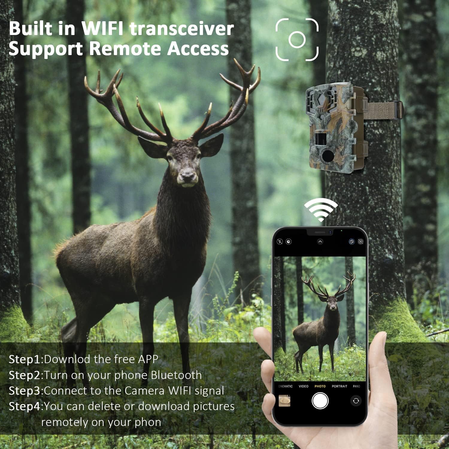 4K 32MP Bluetooth Wildlife Camera with Night Vision B207