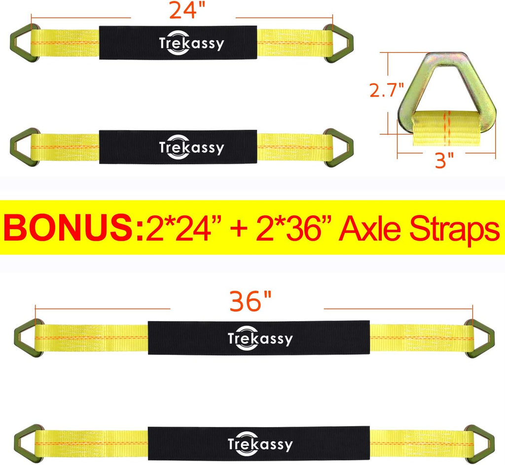 2x 96in Car Axle Tie Down System with 2 Ratchet Straps and 2+2 Axle Straps Z31854