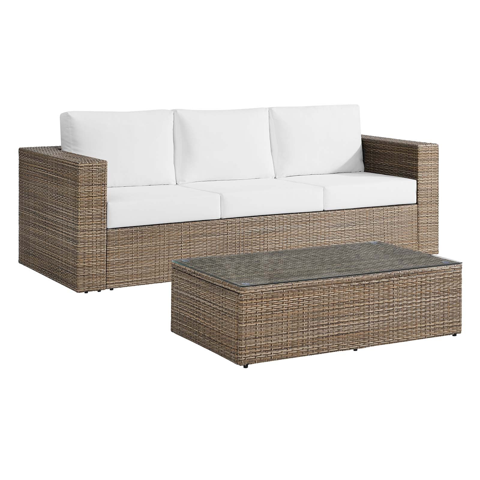 2-Piece Outdoor Patio Furniture Set in Cappuccino White O613