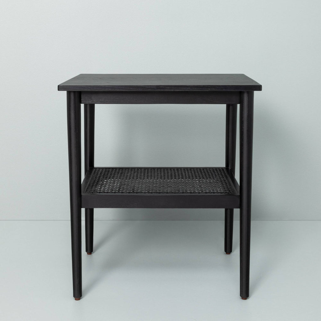 Black Wood & Cane Accent Table K234511